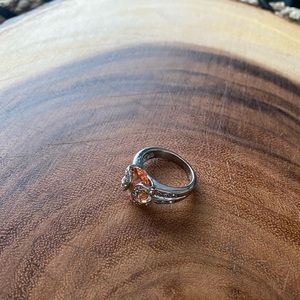 Pretty Ring with rhinestones and topaz quartz